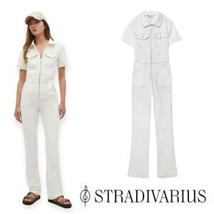 STRADIVARIUS | White | DENIM JUMPSUIT